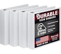 Samsill Lot de 4 classeurs durables de 5,1 cm, fabriqués aux États-Unis, anneaux en D personnalisables, blanc, 480 pages