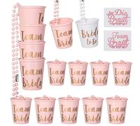 SAMSYOKI 15 Pièces verres à liqueur avec chaîne verres à shot perlé mariée en plastique collier de verre de bachelorette et mariée pour décorations de fête de mariage et douche nuptiale