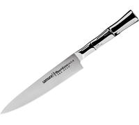SAMURA Couteau universel professionnel ultra-tranchant, grand, en acier inoxydable AUS 8 japonais, lame de 15 cm, manche en acier, ergomique, inoxydable, couteau de chef, couteau d'office
