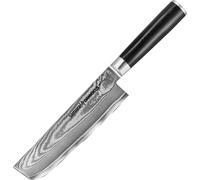 SAMURA Damascus - Couteau de cuisine japonais professionnel Nakiri, manche en G-10 de 240 mm. Dureté 61 HRC.