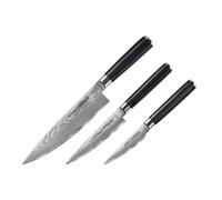 Coffret de 3 couteaux Samura en acier damassé, 9/12,5/20 cm, coffret cadeau, argent/noir