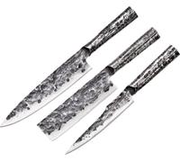 SAMURA Meteora 3 Set de couteaux de cuisine Universel 175 mm Nakiri 171 mm Chef's 209 mm AUS-10 HRC 59