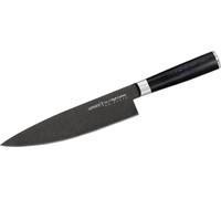 Samura MO-V Stonewash Couteau de chef professionnel ultra-tranchant, grand, en acier inoxydable japonais AUS 8, lame de 20 cm, avec manche G10 en carbone, couteau universel, couteau à légumes