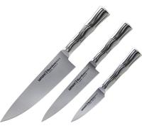 SAMURA Profi Messer Geschenk Set Ultra-scharf, aus japanisch AUS 8 Edelstahl, 18 cm Klinge, Stahl Handgriff, ergnomisch, rostfrei