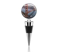 San Francisco Golden Gate Bridge Bouchon de bouteille de vin en métal mignon décoratif réutilisable Conservateur de boissons sous vide anti-fuite Idéal pour économiser du vin Accessoire cadeau