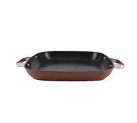 San Ignacio Agros - Pan de grill carré de 28 cm - en aluminium forgé - Quananium intérieur - revêtement noir - Extérieur en couleur de terre