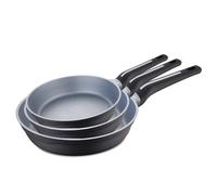 San Ignacio Bistro Gray - Set de 3 poêles à frire antiadhésives à manche souple - En fonte d'aluminium - Convient à tous les types de cuisinières - Technologie de chauffage rapide