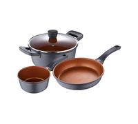 San Ignacio Bronze - Ensemble de 3 pièces de casseroles de 16 et 24 cm avec 1 couvercle - pièces en aluminium coulé - revêtement anti-itinérant - APT tous les types de cuisines - chauffe rapidement