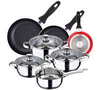 San Ignacio Faro Batterie de cuisine, 7 pièces avec 3 poêles, aluminium pressé rouge