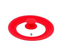 SAN IGNACIO Jolie / Couvercles universels en verre pour diamètres de 16, 18 et 20 cm / En verre et silicone / Valve à vapeur / Couleur rouge