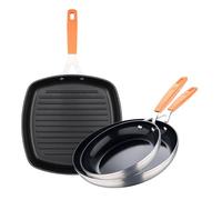 San Ignacio Lot de 2 poêles Ø16Ø28 cm + rôtissoire carrée 28 x 28 cm en aluminium forgé pour induction Compact