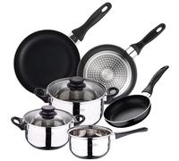 San Ignacio PK329 Jeu de 3 poêles + Batterie de Cuisine 5 pièces Set, chromé