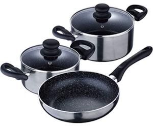 San Ignacio Q4024 Soria 5 pcs. batterie de cuisine en aluminium pressé, adapté à l'induction, gris