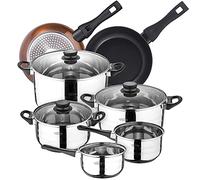 SAN IGNACIO Toledo Batterie de cuisine 8 pièces en acier inoxydable avec batterie de cuisine (20/24 cm) BERGNER Neon Classic en aluminium forgé