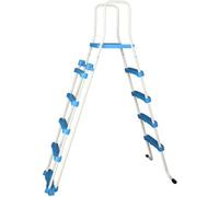 San Marco echelle pour Piscine Hors Sol avec Platform de securite, Disponible en différentes hauteurs jusqu'a 107, 122 et 132 cm, escalier de Piscine hor Sol, Bleu-Blanche (132 cm)