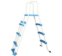San Marco echelle pour Piscine Hors Sol avec Platform de securite, Disponible en différentes hauteurs jusqu'a 107, 122 et 132 cm, escalier de Piscine hor Sol, Bleu-Blanche (107 cm)