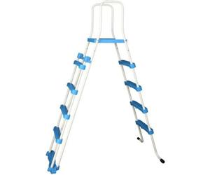 San Marco echelle pour Piscine Hors Sol avec Platform de securite, Disponible en différentes hauteurs jusqu'a 107, 122 et 132 cm, escalier de Piscine hor Sol, Bleu-Blanche (132 cm)