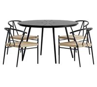San Vito set de jardin table Ø120 cm noir 4 chaises noir.