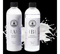 SANAAA Résine époxy blanc 474 ml, résine époxy haute brillance sans bulles, résine époxy de table pour l'artisanat, le moulage, le bricolage, l'art en résine, les moules, les bijoux (247 ml x 2)
