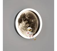 SANBDDLYY Applique Murale Lune for Chambre à Coucher Appliques Murales Astronautes Modernes Intérieur Rond 3000K Lampe Murale LED Blanc Chaud Chambre d'enfant Luminaire Nordique Noir for Garçon Filles
