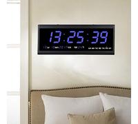 SanBouSi Horloge murale numérique LED avec calendrier numérique et affichage de la température - Grande taille - Pour salon, bureau - Bleu