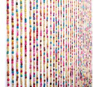 SanBouSi Rideau de porte en perles de bambou - 27 brins - Arc-en-ciel - Bois naturels multicolores - Rideau à fils - Anti-insectes - 90 x 175 cm