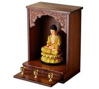 Sanctuaire culte Bureau avec Plateau offrande rétractable, présentoir Statue Bouddha, autel méditation Butsudan pour Maison, Salon Bureau(35x35x50cm)