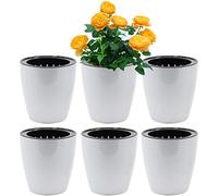 Sand Mine Pot de Fleurs Blanc Auto-arrosant (6, XL)