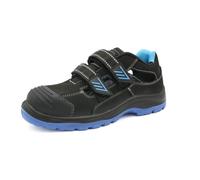 Sandales de sécurité SA-PROXIMA S1P SR Noir-Bleu - Cuir Nubuck - Embout Acier - Taille 42 - Chantier Industrie 36