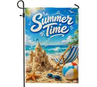 Sandcastle Drapeau de jardin, lunettes de soleil d'été tropicales en toile de jute bleue double face pour extérieur, porche, pelouse, terrasse, 30,5 x 45,7 cm