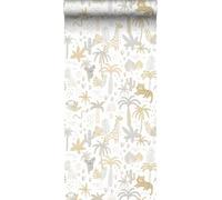 Sanders & Sanders papier peint animaux de la jungle jaune ocre, gris et beige 53 cm x 10 m