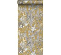 Sanders & Sanders papier peint feuilles et fleurs tropicales jaune ocre et gris 53 cm x 10 m