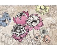 Sanders & Sanders papier peint panoramique fleurs beige, rose et bleu 375 x 270 cm