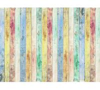 Sanders & Sanders papier peint panoramique imitation bois vert, bleu et rouge 375 x 270 cm