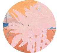 Sanders & Sanders papier peint panoramique rond adhésif feuilles rose et orange chaude Ø 125 cm
