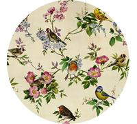 Sanders & Sanders papier peint panoramique rond adhésif fleurs et oiseaux beige, vert et rose Ø 125 cm