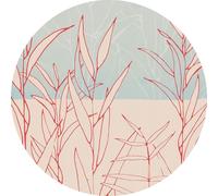 Sanders & Sanders papier peint panoramique rond adhésif paysage rouge, bleu clair et couleur sable Ø 125 cm