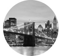Sanders & Sanders papier peint panoramique rond adhésif Pont de Brooklyn New York noir et blanc Ø 140 cm