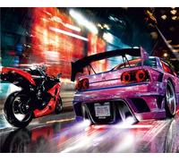 Sanders & Sanders papier peint panoramique voitures de sport violet, rouge et bleu 375 x 270 cm