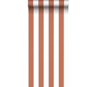 Sanders & Sanders papier peint rayé terracotta et blanc 0.53 x 10.05 m