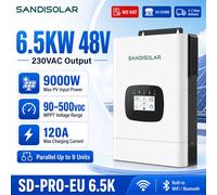 SANDISOLAR 6.5KW 6500W 48V Onduleur Solaire Hybride 230V Onde Sinusoïdale Pure 120A MPPT Chargeur Hors Réseau WiFi APP Parallèle SD-6.5KW-48V-WIFI-Parallel