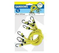 Sandow tendeur élastique 80 cm avec crochets - lot de 4 - diamètre 1 cm - TERRE JARDIN