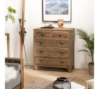 Sandy - meuble chiffonnier marron 5 tiroirs bois pin recyclé