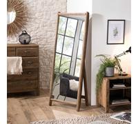 Sandy - miroir sur pieds marron bois pin recyclé