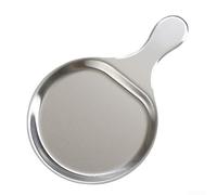 Sandyseptember Assiette plate en acier inoxydable de 18 cm avec poignée pour servir des steaks et des collations, cuisine ou restaurant, argent ou or (18 cm argenté)