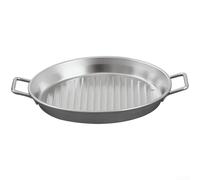 Sandyseptember Poêle à griller en acier inoxydable avec double poignée antiadhésive pour barbecue d'extérieur et cuisson à induction, légère et facile à nettoyer (A)