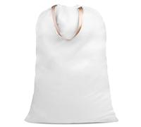 SANFERGE Sac à linge en toile de coton avec poignées et sangles de serrage, très résistant, extra large pour tapis de lavage et maison, lavable, pour voyage, sac de linge, 64 x 86 cm, blanc