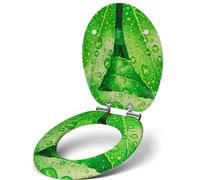 Sanfino® Premium Abattant WC en bois avec frein de chute, qualité supérieure, nombreux motifs colorés, confortable, installation facile, notice de montage incluse - „Fresh Leaves"