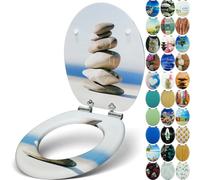 Sanfino® Premium Abattant WC en bois avec frein de chute, qualité supérieure, nombreux motifs colorés, confortable, installation facile, notice de montage incluse - „Cairn II"