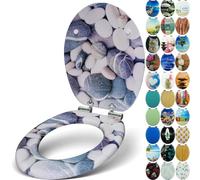 Sanfino® Premium Abattant WC en bois avec frein de chute, qualité supérieure, nombreux motifs colorés, confortable, installation facile, notice de montage incluse - „Stones"